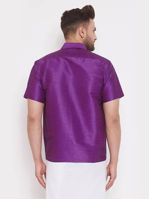 Purple Silk Blend Ethnic Shirt 3