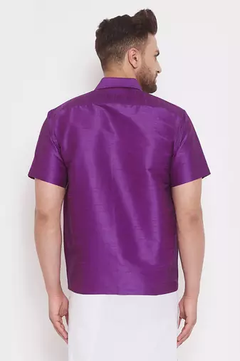 Purple Silk Blend Ethnic Shirt
