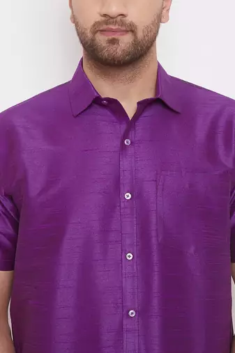 Purple Silk Blend Ethnic Shirt