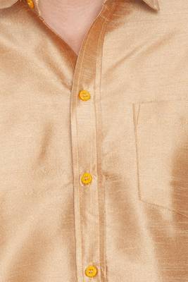 Rose Gold Silk Blend Ethnic Shirt 3