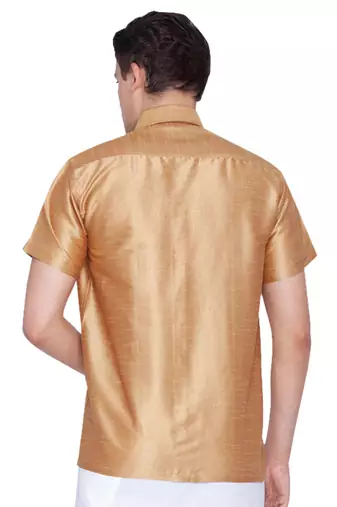Rose Gold Silk Blend Ethnic Shirt