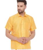 Yellow Silk Blend Ethnic Shirt