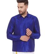 Blue Silk Blend Ethnic Shirt