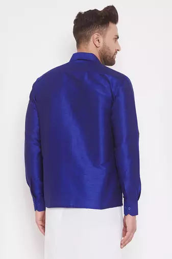 Blue Silk Blend Ethnic Shirt