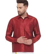 Maroon Silk Blend Ethnic Shirt
