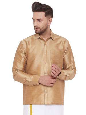 Gold Silk Blend Ethnic Shirt 1
