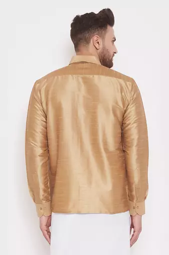 Gold Silk Blend Ethnic Shirt