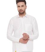 White Silk Blend Ethnic Shirt