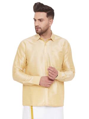 Gold Silk Blend Ethnic Shirt 1