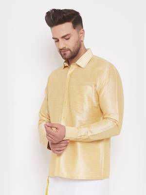 Gold Silk Blend Ethnic Shirt 2