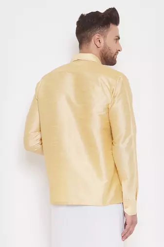 Gold Silk Blend Ethnic Shirt