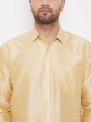 Gold Silk Blend Ethnic Shirt 4