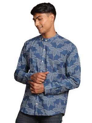 Indigo Blue Cotton Ethnic Shirt 1