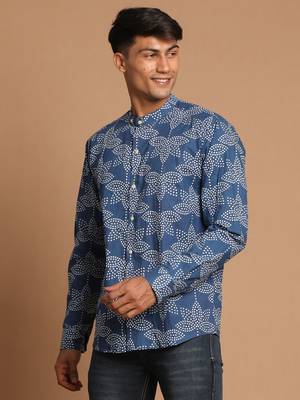 Indigo Blue Cotton Ethnic Shirt 2