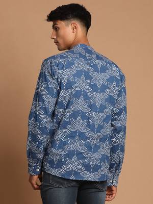Indigo Blue Cotton Ethnic Shirt 3