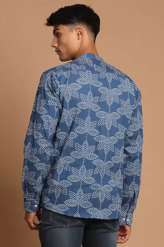 Indigo Blue Cotton Ethnic Shirt