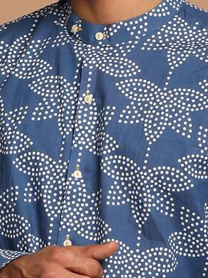 Indigo Blue Cotton Ethnic Shirt 4