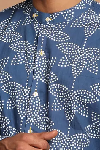 Indigo Blue Cotton Ethnic Shirt