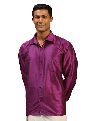 Purple Silk Blend Ethnic Shirt 1