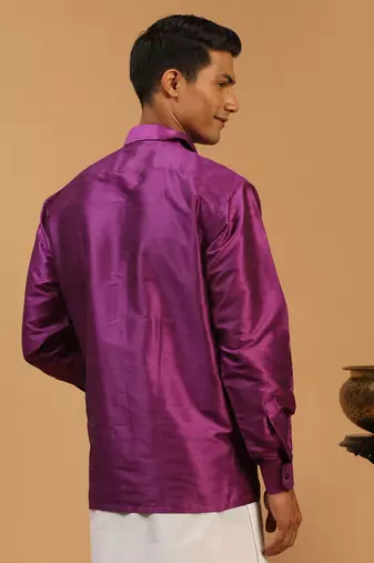 Purple Silk Blend Ethnic Shirt