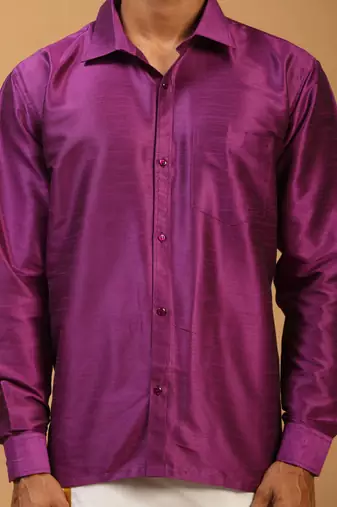 Purple Silk Blend Ethnic Shirt