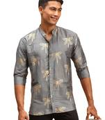 Men'S Grey Viscose Ethnic Shirt