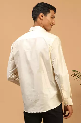 Men'S Cream Viscose Ethnic Shirt