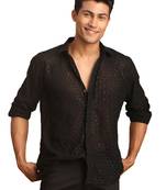 Black Georgette Ethnic Shirt