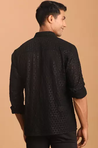 Black Georgette Ethnic Shirt