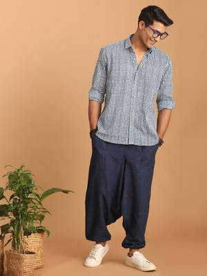 Indigo Blue Cotton Ethnic Shirt 2