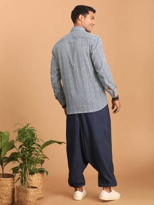 Indigo Blue Cotton Ethnic Shirt 3