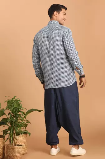 Indigo Blue Cotton Ethnic Shirt