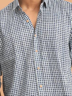 Indigo Blue Cotton Ethnic Shirt 4