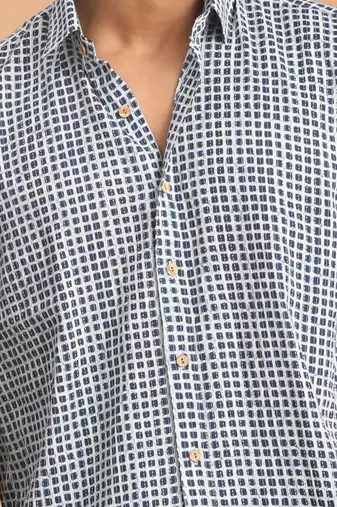 Indigo Blue Cotton Ethnic Shirt