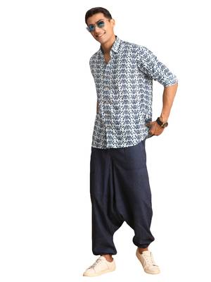 Indigo Blue Cotton Ethnic Shirt 1