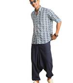 Indigo Blue Cotton Ethnic Shirt