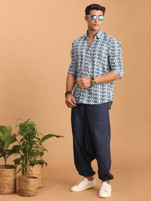 Indigo Blue Cotton Ethnic Shirt 2