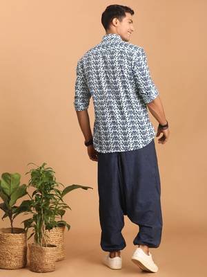 Indigo Blue Cotton Ethnic Shirt 3