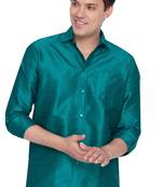 Green Silk Blend Ethnic Shirt