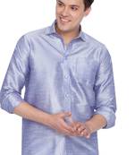 Blue Silk Blend Ethnic Shirt