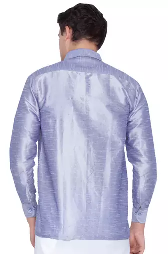 Blue Silk Blend Ethnic Shirt
