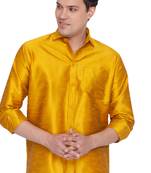 Yellow Silk Blend Ethnic Shirt