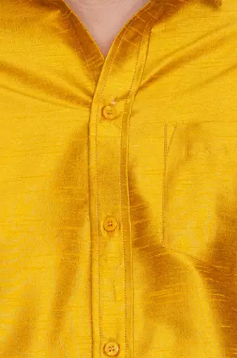 Yellow Silk Blend Ethnic Shirt