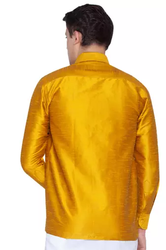 Yellow Silk Blend Ethnic Shirt