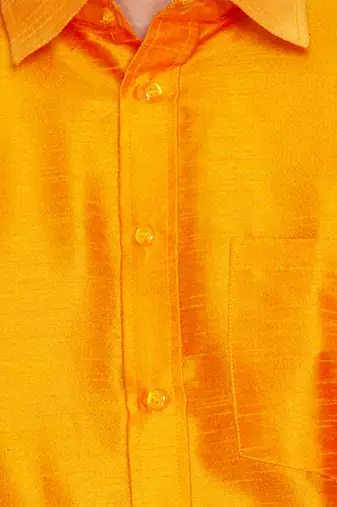 Orange Silk Blend Ethnic Shirt