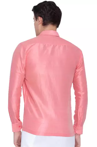 Pink Silk Blend Ethnic Shirt