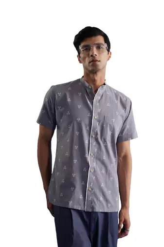 Men'S Gray Cotton Shirt