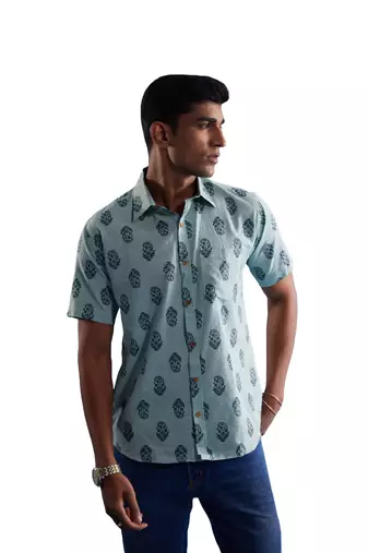 Men'S Mehandi Cotton Shirt