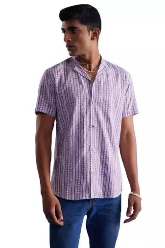 Men'S Purple Cotton Shirt