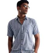 White And Blue Cotton Shirt